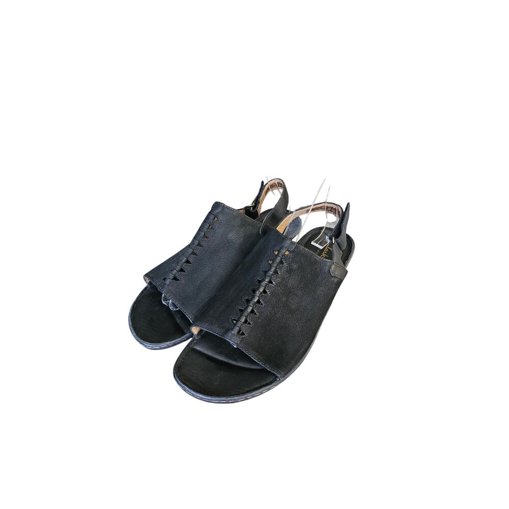 Clarks Artisan Sarla Forte Black Nubuck Comfort Sandals Boho Cottage Norm 9 EUC